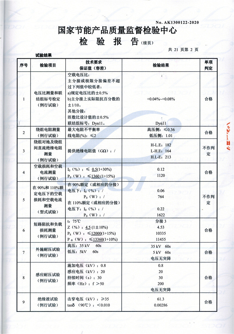 高低压试验报告-S11-1250乌拉特前乌拉特前乌拉特前油浸式变压器-2.jpg